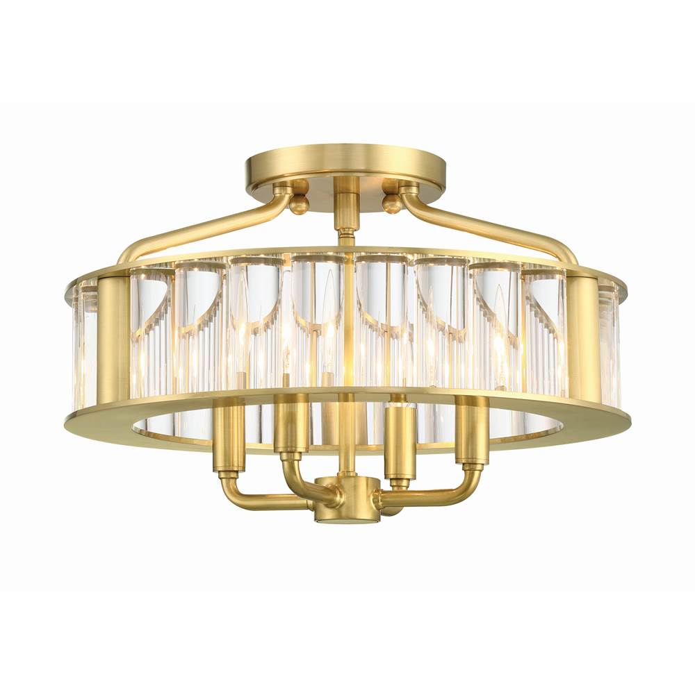 Crystorama Libby Langdon for Crystorama Farris 4 Light Aged Brass Ceiling Mount