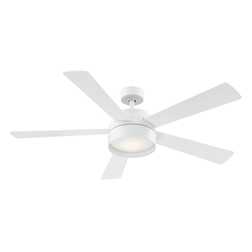 Eglo 5 Blade Ceiling Fan w/ White Finish, Matte White Colored Blades & Integrated LED Light Kit