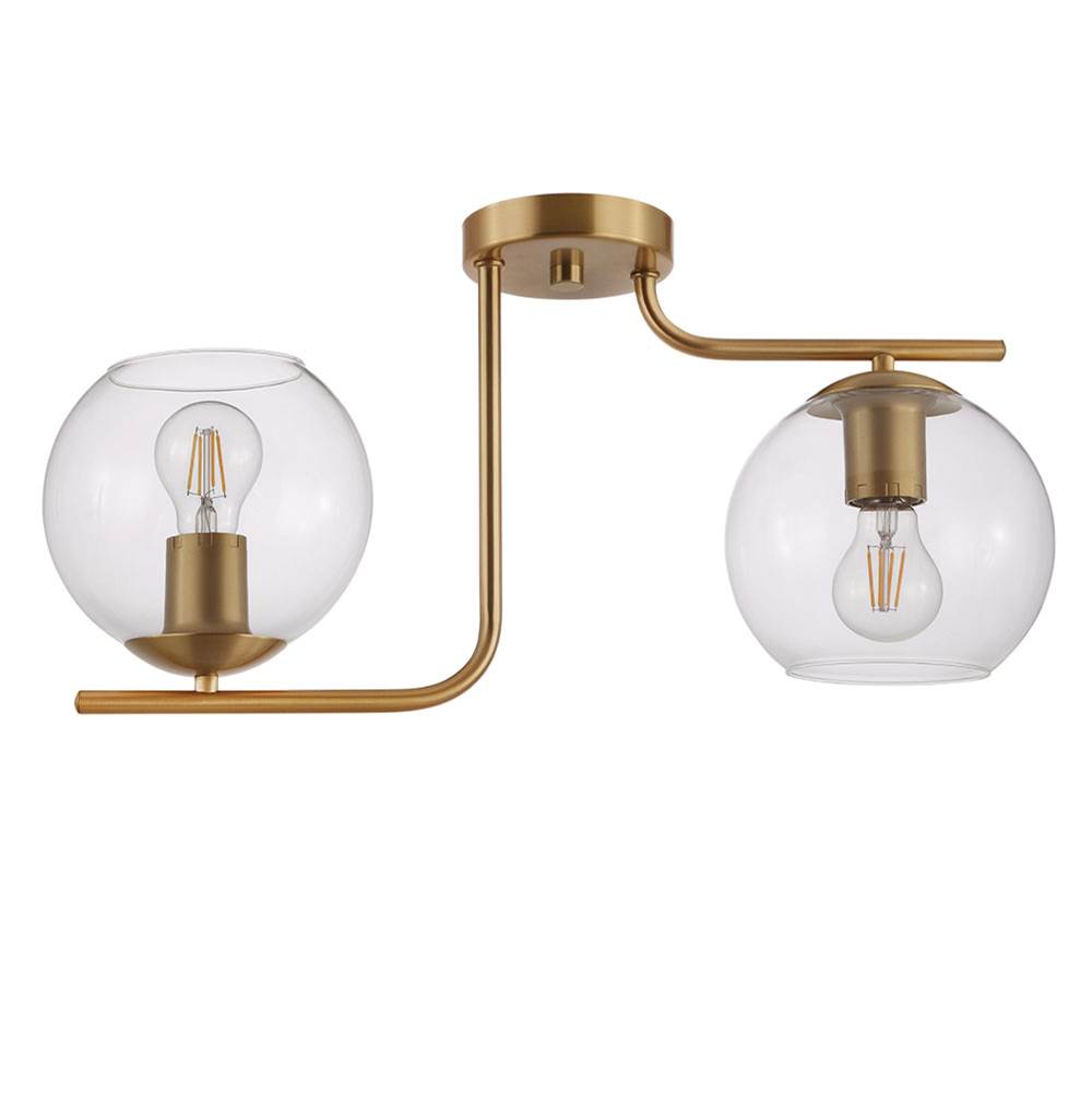 Eglo Marojales 2X40W Ceiling Light With Brushed Gold Finish And Clear Glass Shades