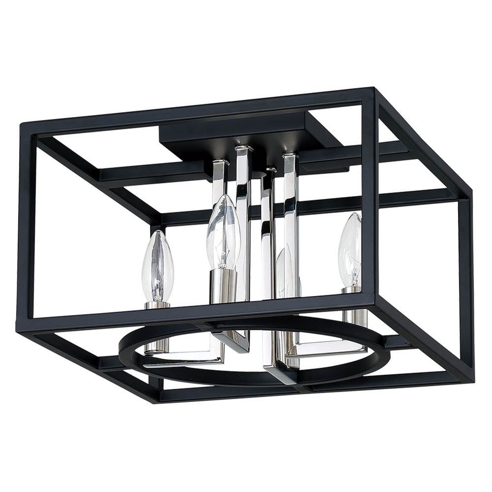 Eglo 4x60W open frame square ceiling light w/ a matte black and chrome finish