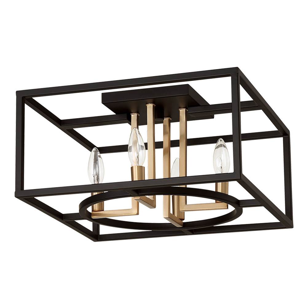 Eglo 4x60W open frame ceiling light w/ a matte black and gold finish