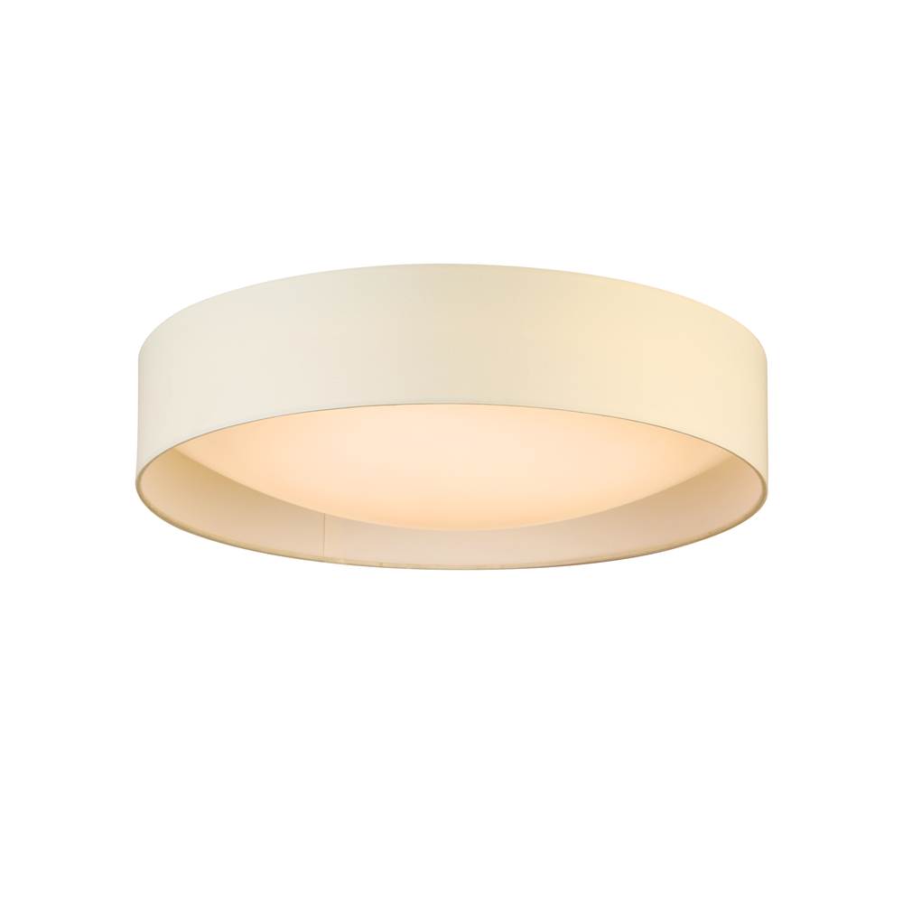 Eglo LED Ceiling Light - 20'' White Fabric Shade w/ Acrylic White Diffuser