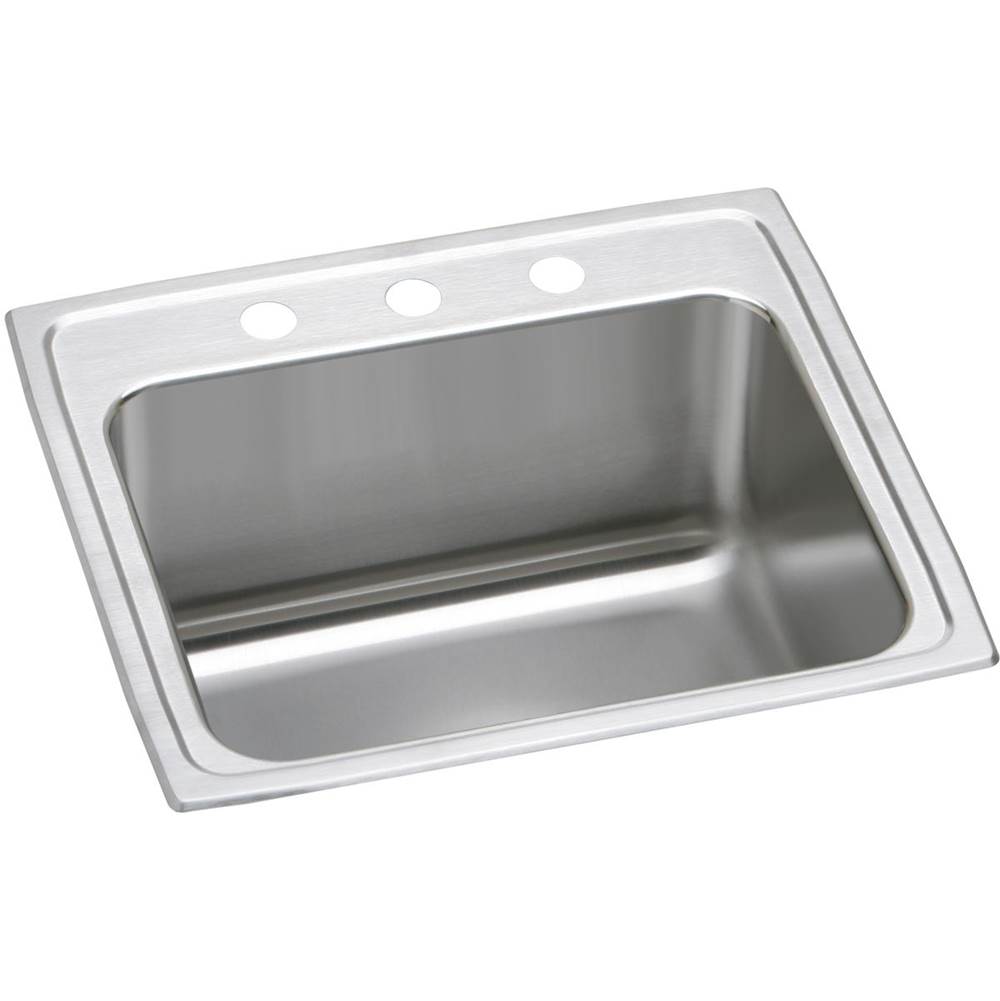 Elkay Lustertone Classic Stainless Steel 25'' x 21-1/4'' x 10-1/8'', 0-Hole Single Bowl Drop-in Sink with Perfect Drain