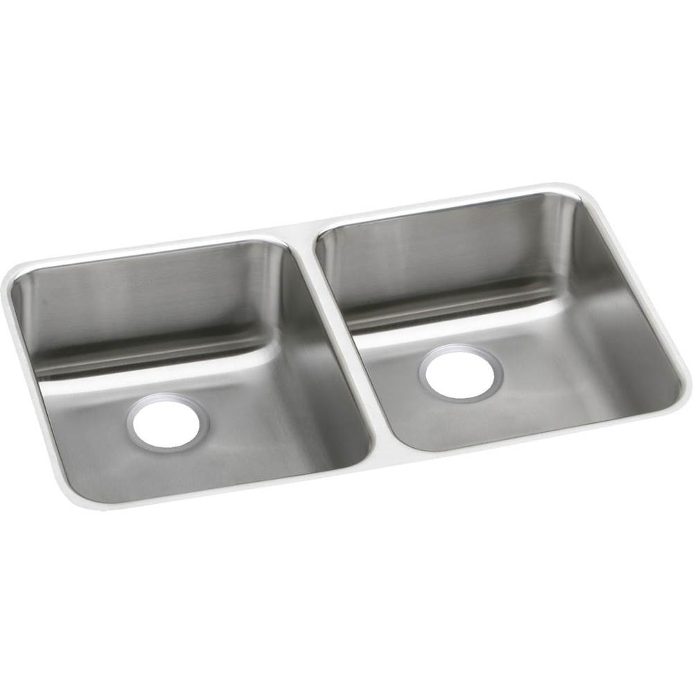 Elkay Lustertone Classic Stainless Steel 31-3/4'' x 16-1/2'' x 5-3/8'', Equal Double Bowl Undermount ADA Sink