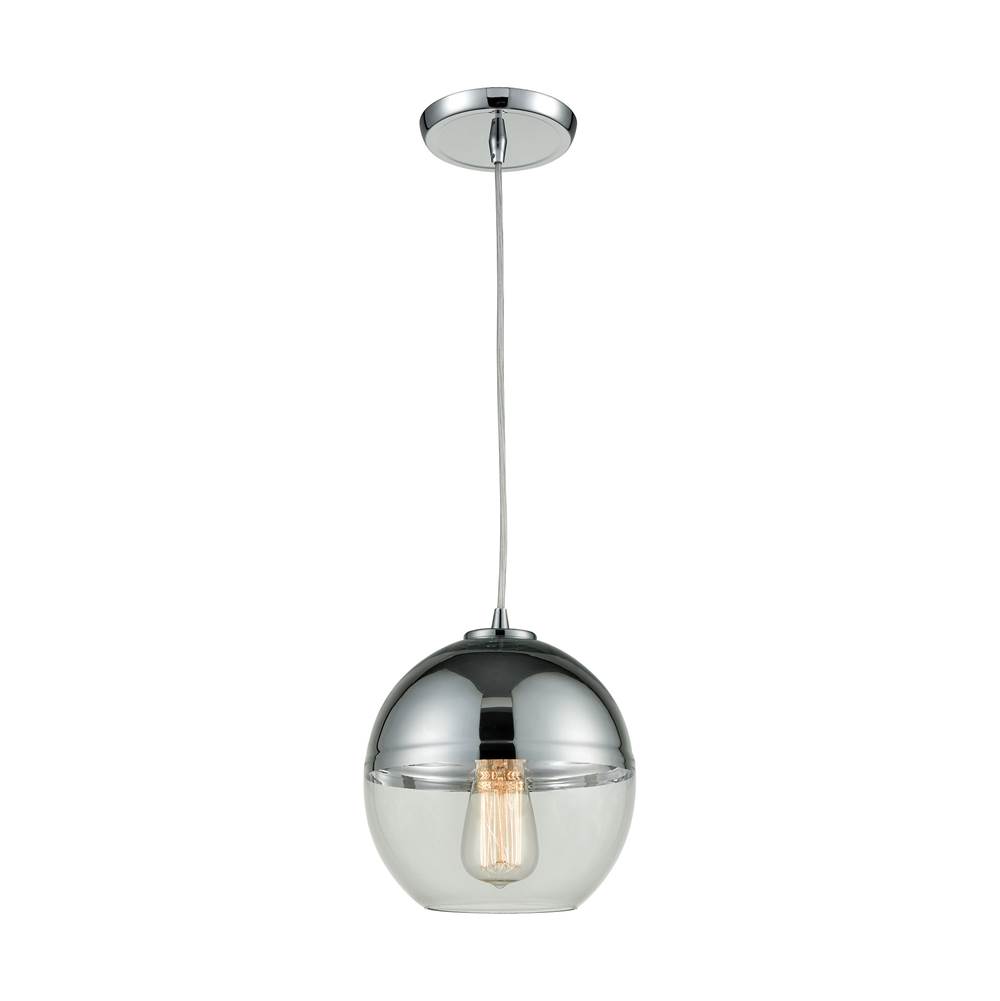Elk Lighting Revelo 1-Light Mini Pendant in Polished Chrome With Clear and Chrome-Plated Glass