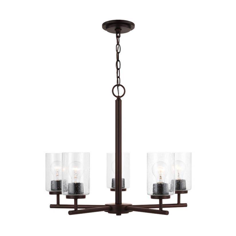 Generation Lighting Oslo Indoor Dimmable 5-Light Chandelier In A Bronze Finish With A Clear Seeded Glass Shade