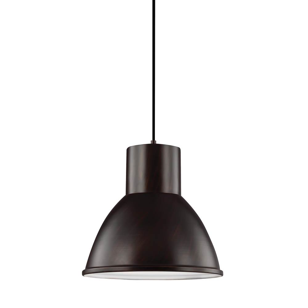 Generation Lighting Division Street Contemporary 1-Light Led Indoor Dimmable Ceiling Hanging Single Pendant Light In Bronze Finish