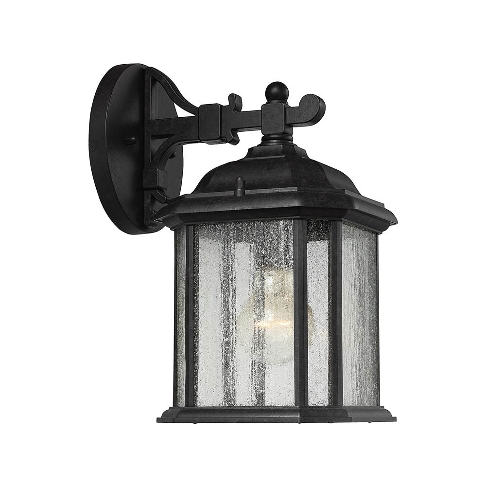 Generation Lighting Kent Traditional 1-Light Outdoor Exterior Small Wall Lantern Sconce In Oxford Bronze Finish With Clear Seeded Glass Panels