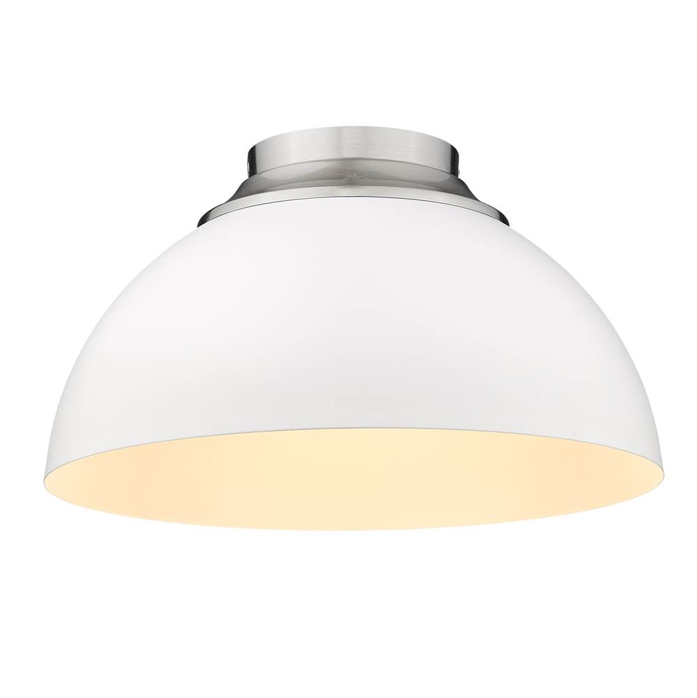 Golden Lighting Zoey Flush Mount in Pewter with Matte White Shade