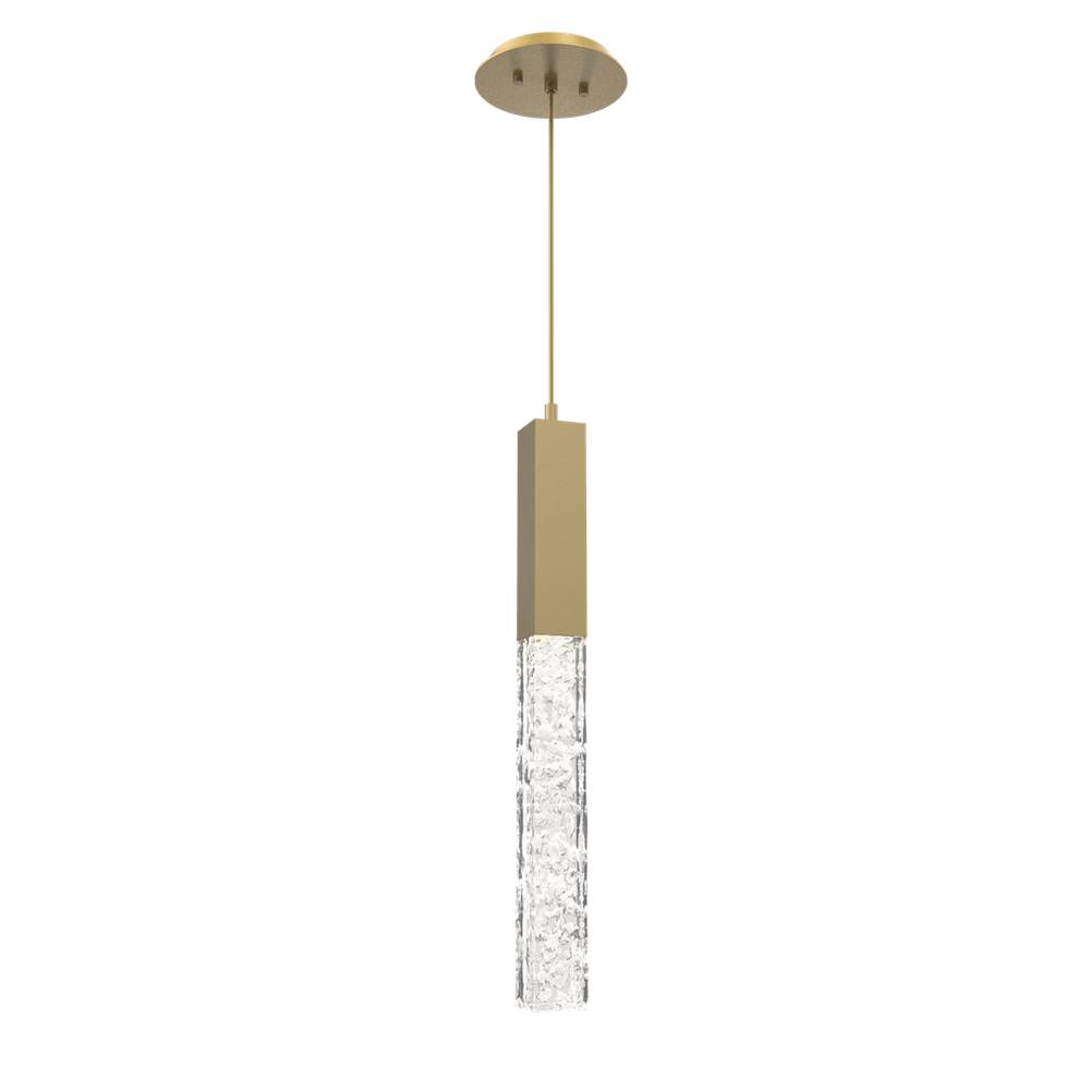 Hammerton Studio Axis Single Pendant-Gilded Brass-Clear Textured Cast Glass