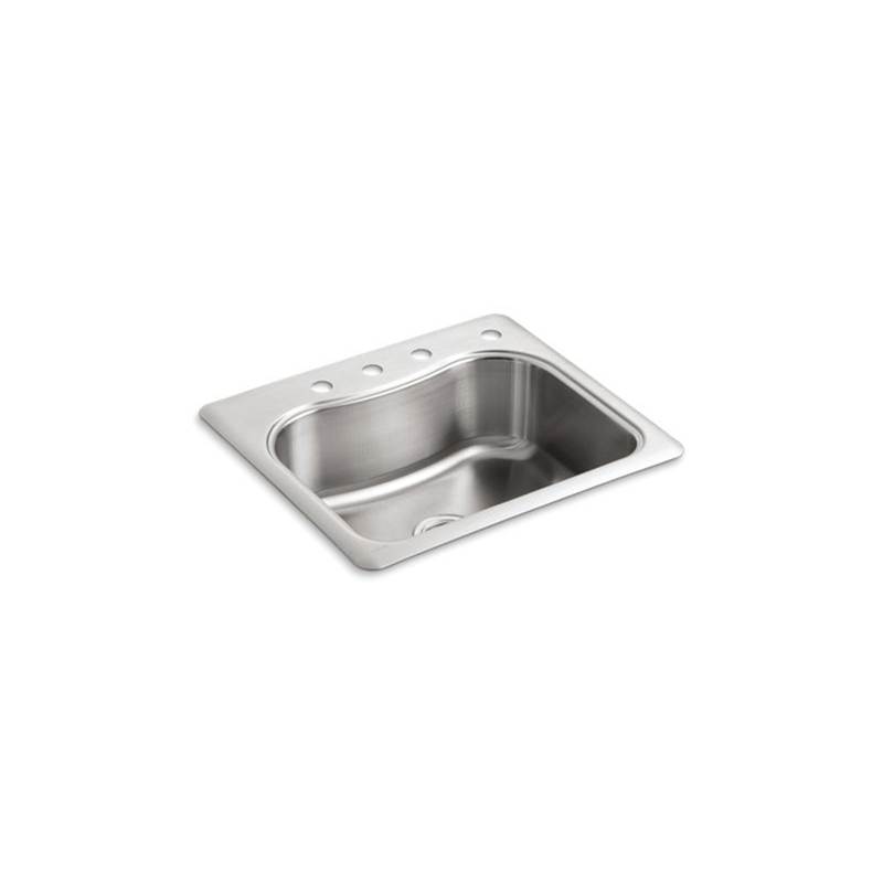 Kohler Staccato™ 25'' x 22'' x 8-5/16'' top-mount single-bowl kitchen sink with 4 faucet holes