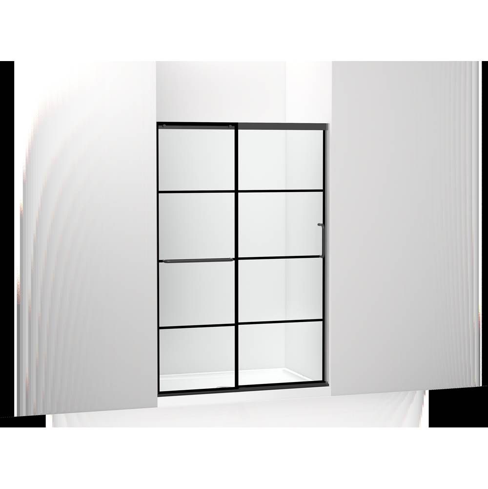 Kohler Elate™ Sliding shower door, 70-1/2'' H x 44-1/4 - 47-5/8'' W, with 1/4'' thick Crystal Clear glass with rectangular grille pattern