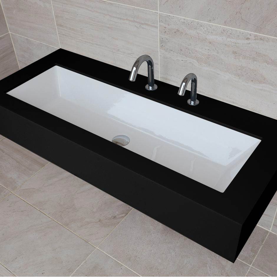 Lacava Under-counter or self-rimming porcelain Bathroom Sink with an overflow. W: 35 1/2'', D: 13 3/8'', H: 6 3/4''.