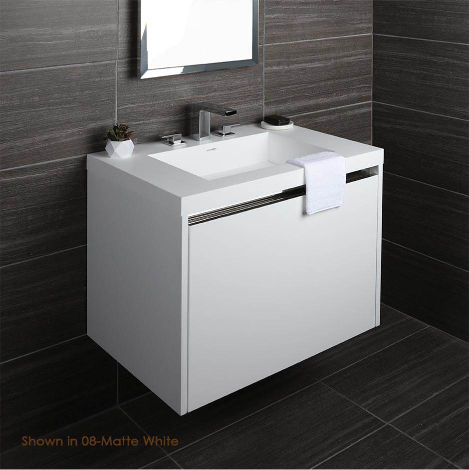 Lacava Wall-mount under counter vanity with a drawer a notch in back. Bathroom Sink H262Tsold separately .W:29 3/4'', D: 20 7/8'', H: 22''.
