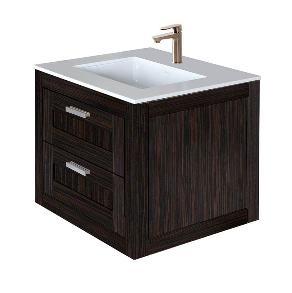 Lacava Wall-mount under-counter vanity with two drawers (knobs included).