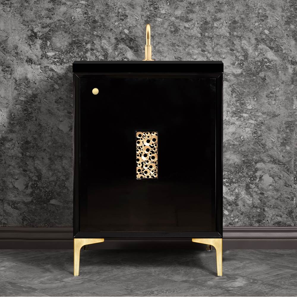 Linkasink Frame 24'' Wide Black Vanity with Satin Brass Coral Grate and Legs, 24'' x 22'' x 33.5'' (without vanity top)