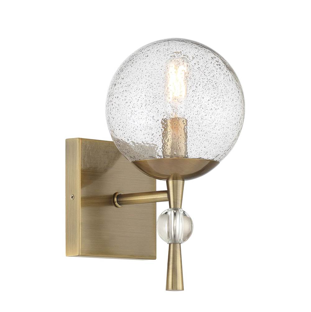 Minka-Lavery Populuxe 1-Light Oxidized Aged Brass Bath Vanity with Clear Volcanic Glass Shade