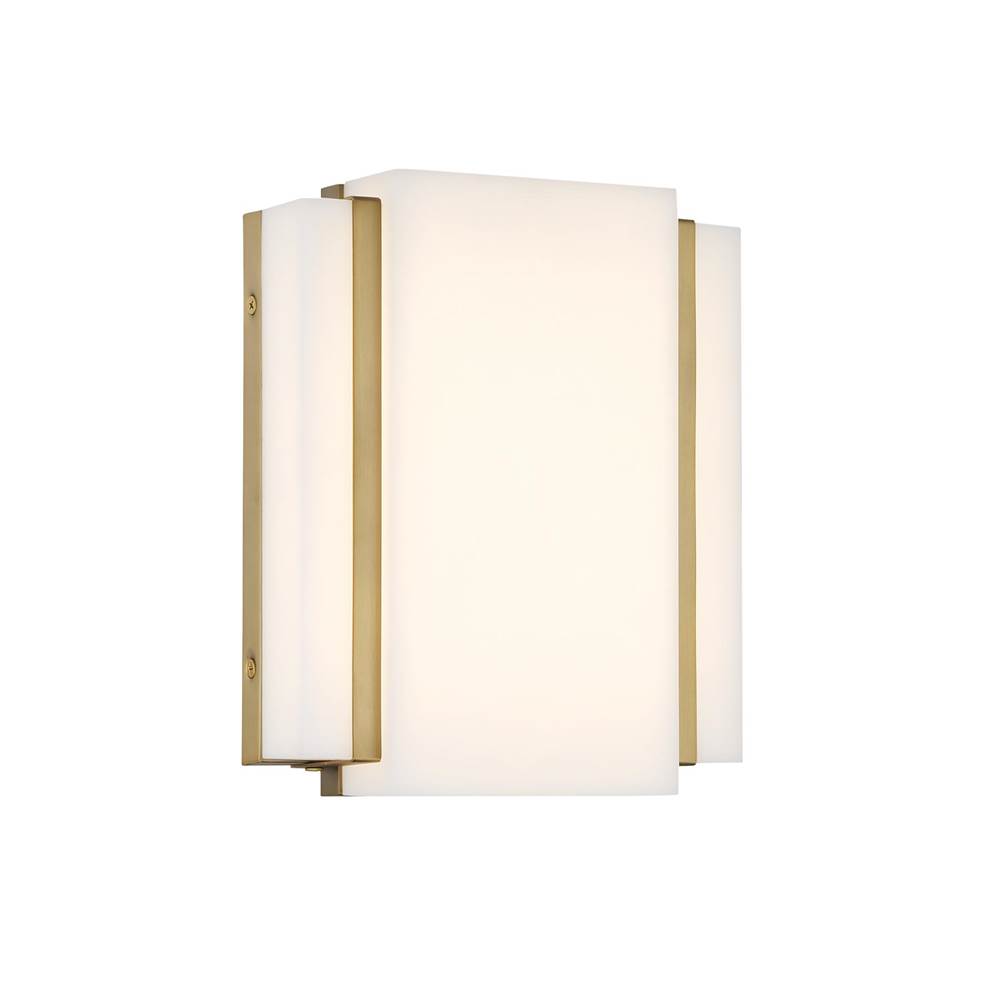 Minka-Lavery Tanzac 10'' Soft Brass LED Wall Sconce with White Faux Alabaster Diffuser