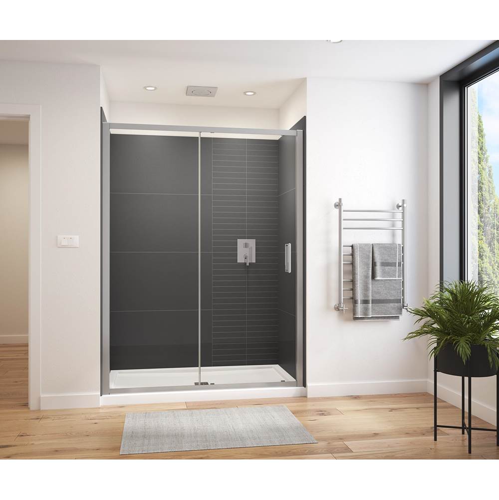 Maax Connect Pro 55 1/2-57 x 76 in. 6 mm Sliding Shower Door for Alcove Installation with Clear glass in Chrome