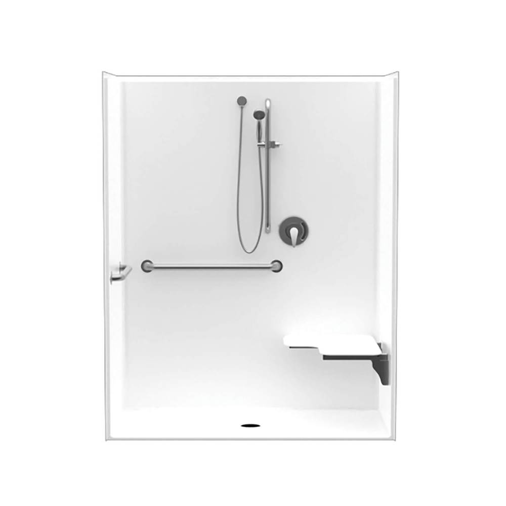 Maax MX QSI-6233-BF 0.75 in. AcrylX Alcove Center Drain One-Piece Shower in White