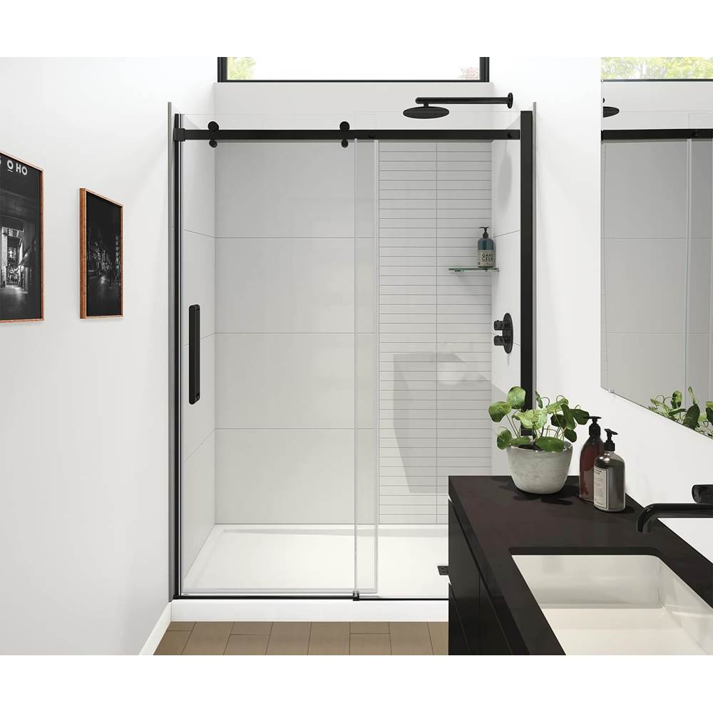Maax Halo Pro GS 56  1/2-59 X 78 3/4 in. 8mm Sliding Shower Door for Alcove Installation with GlassShield® glass in Matte Black
