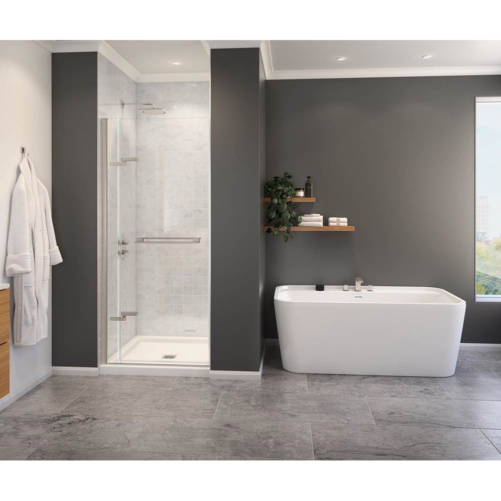 Maax Capella 78 32 1/2-35 1/2 x 78 in. 8 mm Pivot Shower Door for Alcove Installation with GlassShield® glass in Brushed Nickel