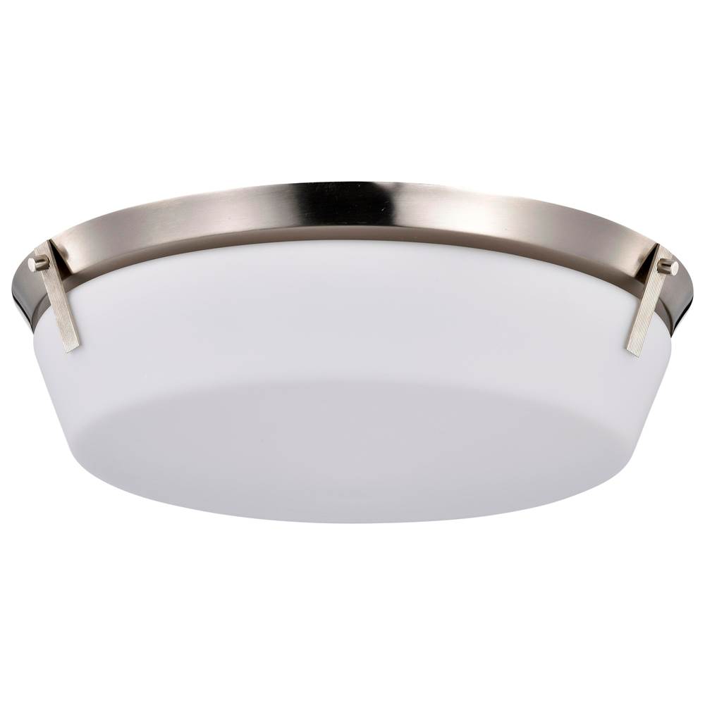 Nuvo Rowen 4 Light Flush Mount; Brushed Nickel Finish; Etched White Glass