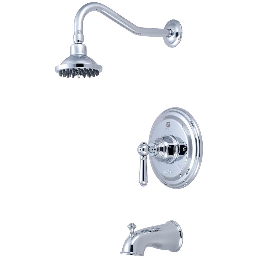 Pioneer Tub and Shower Trim Set-Americana Lever Handle Combo Diverter Spout Single Func Shower-CP