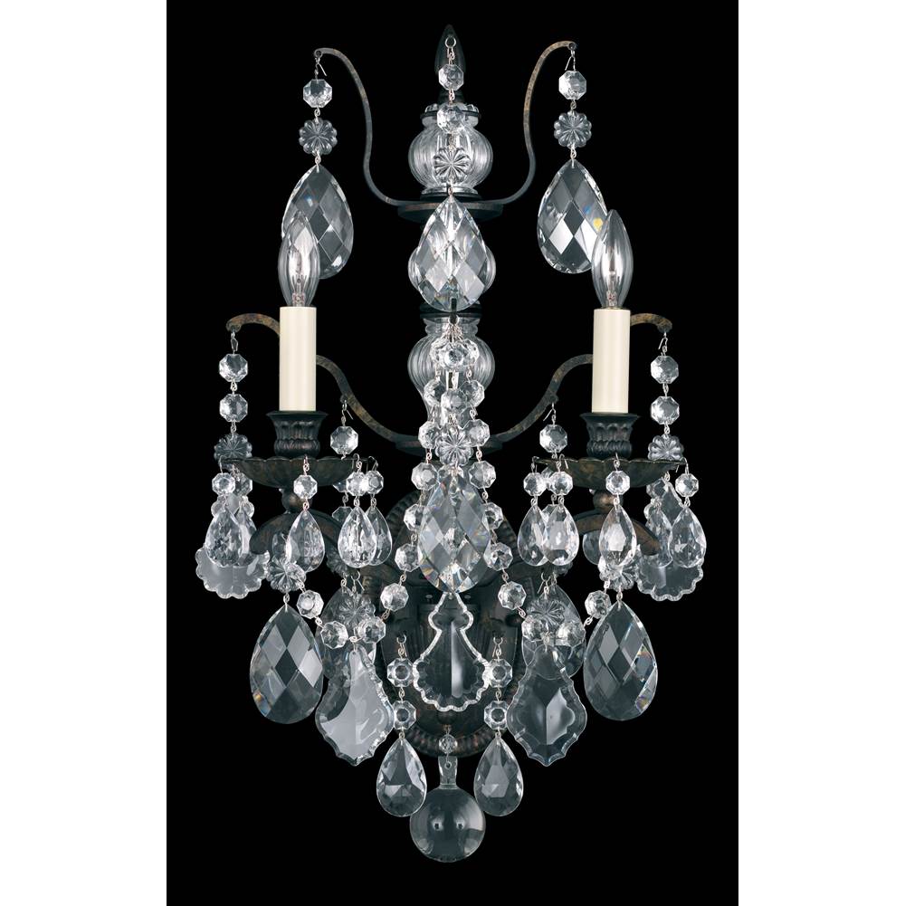 Schonbek Bordeaux 2 Light 120V Wall Sconce in French Gold with Clear Heritage Handcut Crystal