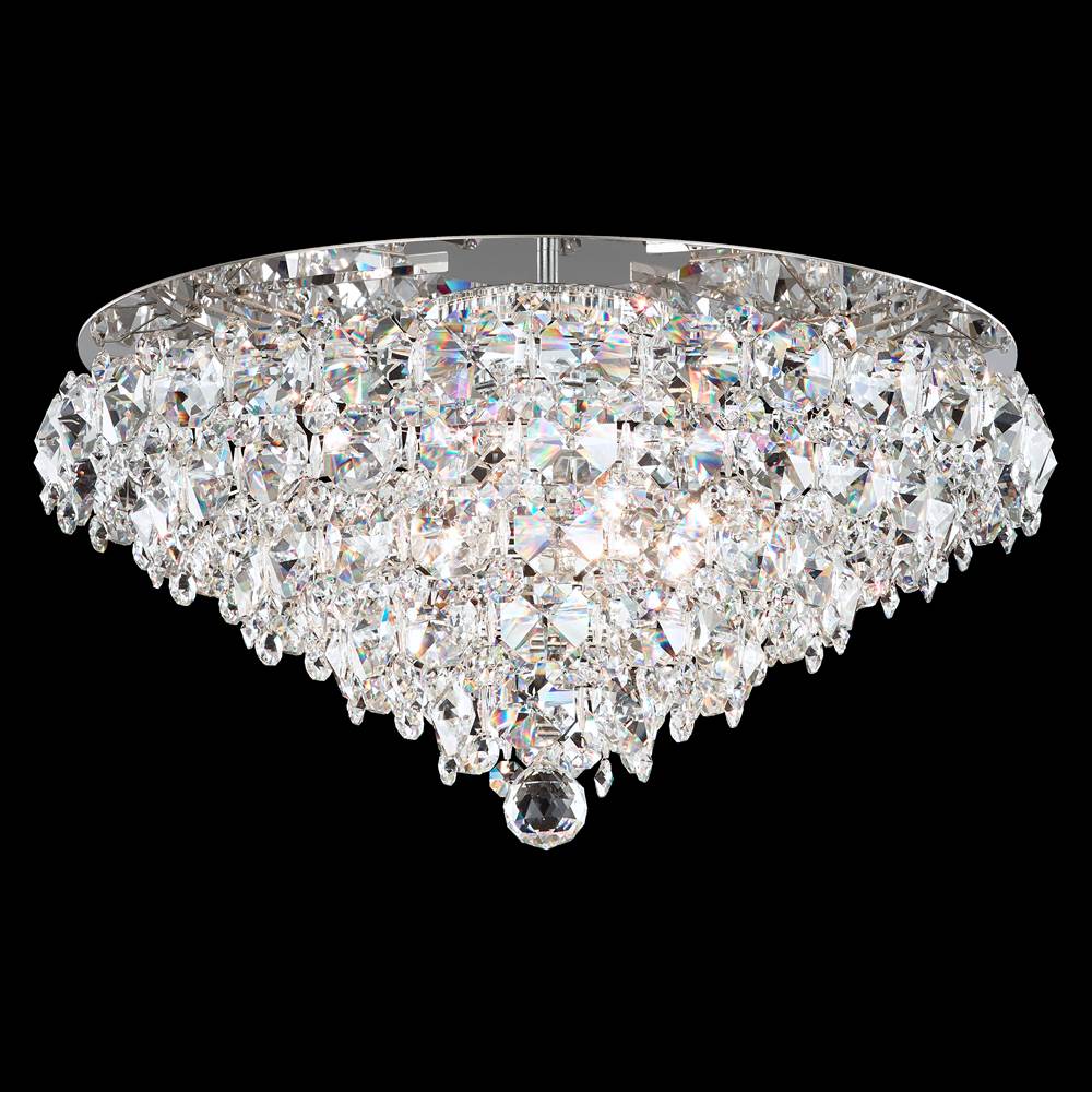 Schonbek Baronet 6 Light 120V Flush Mount in Polished Stainless Steel with Clear Optic Crystal