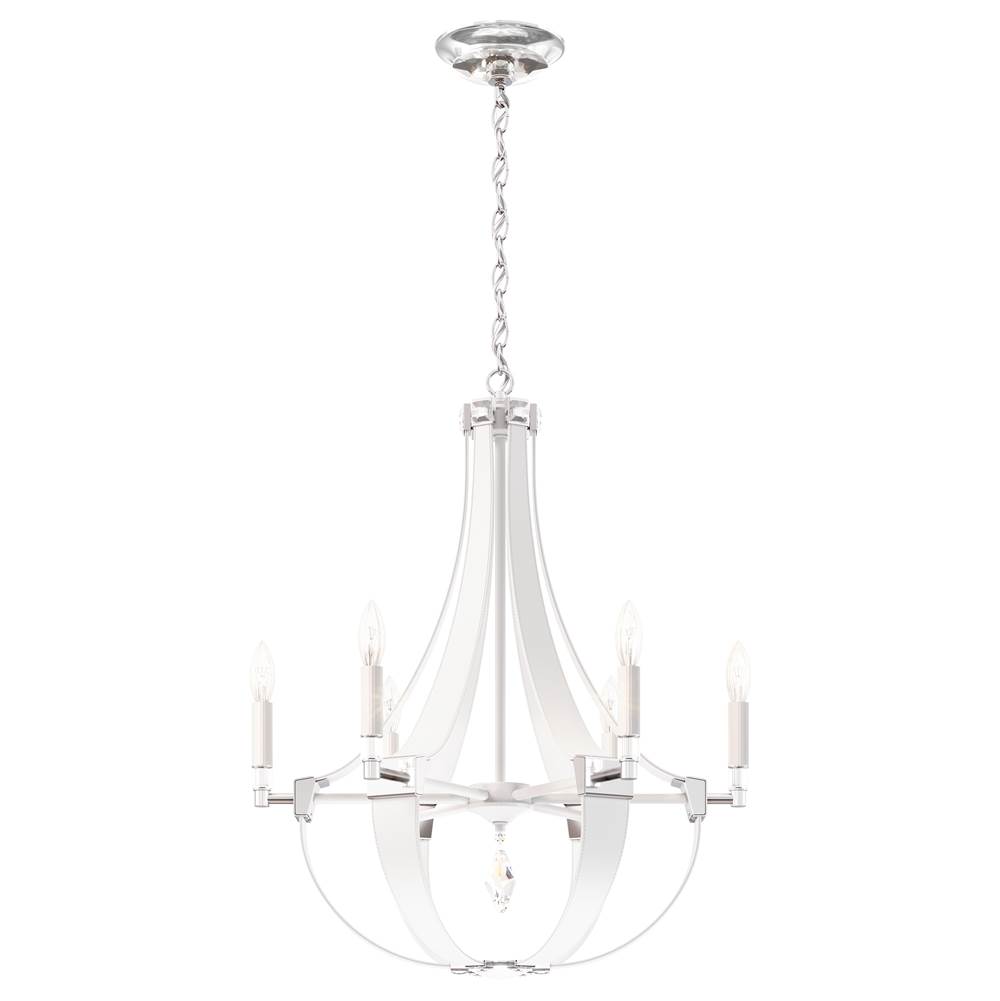 Schonbek Crystal Empire 6 Light 120V Chandelier in White Pass Leather with Clear Radiance Crystal
