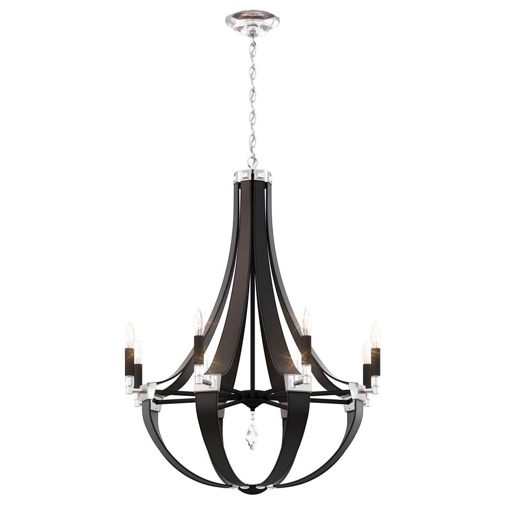 Schonbek Crystal Empire 8 Light 120V Chandelier in White Pass Leather with Clear Radiance Crystal