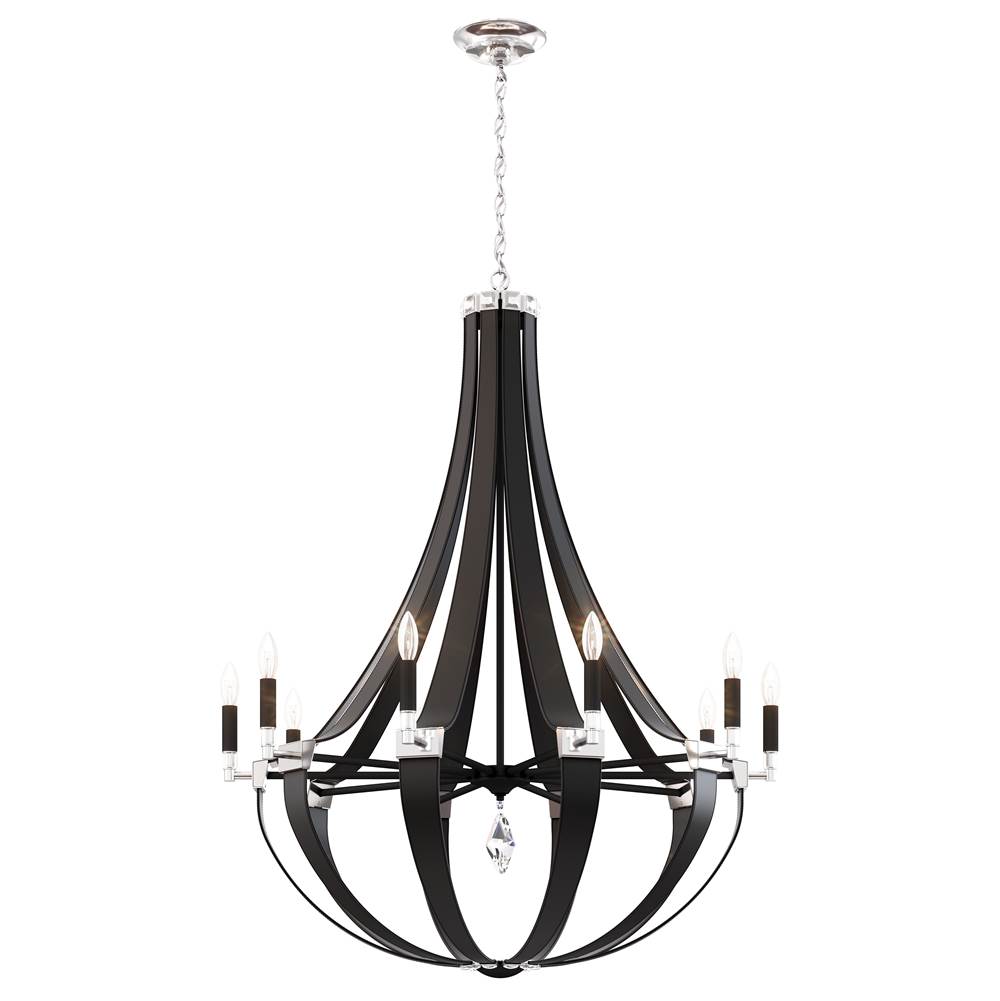 Schonbek Crystal Empire 10 Light 120V Chandelier in White Pass Leather with Clear Radiance Crystal