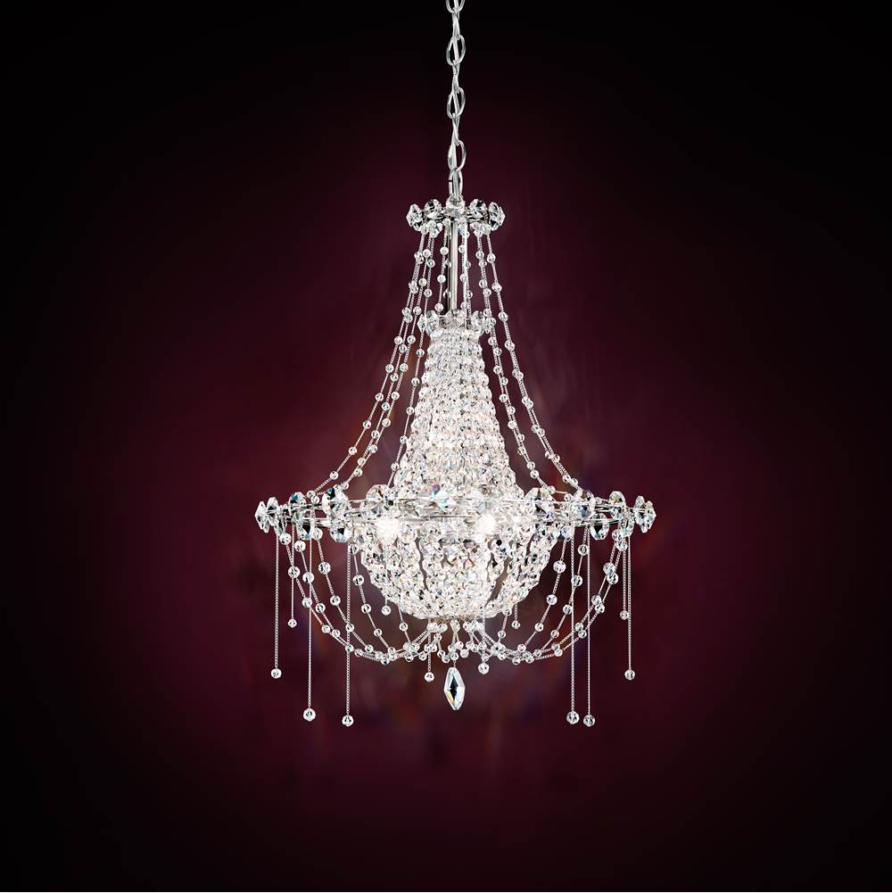 Schonbek Chrysalita 6 Light 120V Chandelier in Polished Stainless Steel with Clear Radiance Crystal