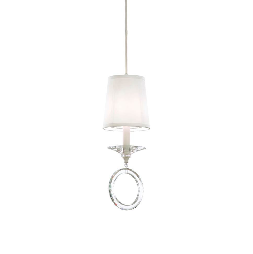 Schonbek Emilea 1 Light 110V Pendant in White with Clear Optic Crystal and Shade Silk Hardback Off