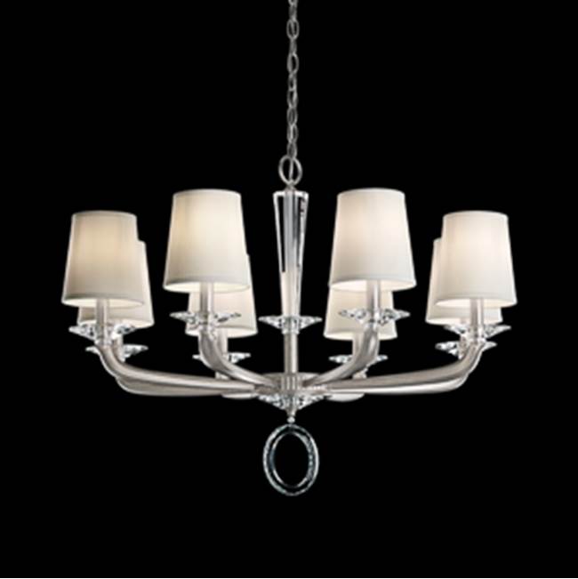 Schonbek Emilea 8 Light 110V Chandelier in White with Clear Optic Crystal and Shade Hardback Off White
