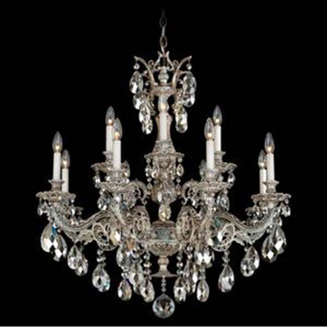 Schonbek Milano 12 Light 110V Chandelier in Antique Silver with Clear Heritage Crystals