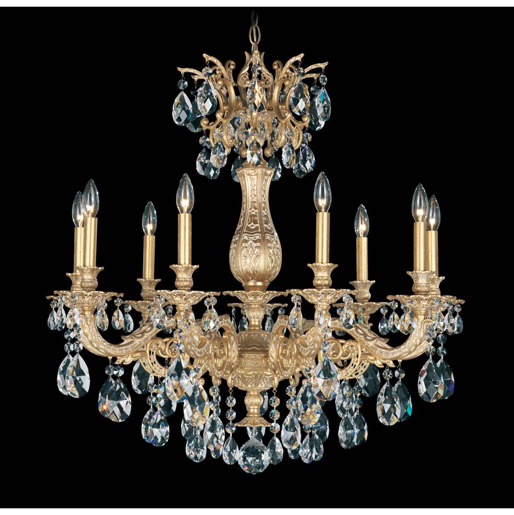 Schonbek Milano 9 Light 120V Chandelier in French Gold with Clear Radiance Crystal
