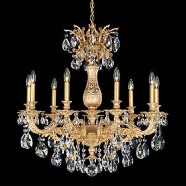 Schonbek Milano 9 Light 110V Chandelier in Parchment Gold with Clear Heritage Crystals