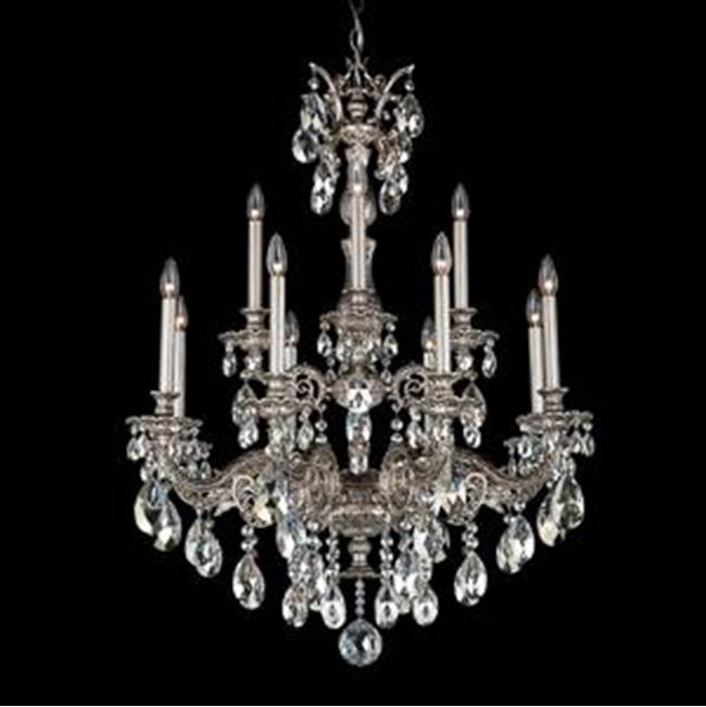 Schonbek Milano 12 Light 110V Chandelier in French Gold with Clear Heritage Crystals