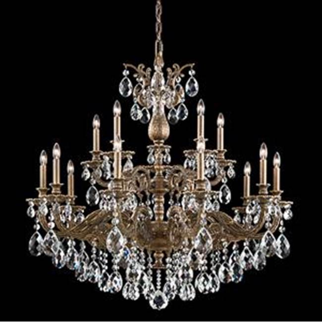 Schonbek Milano 15 Light 110V Chandelier in Antique Silver with Clear Crystals From Swarovski®