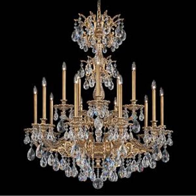 Schonbek Milano 15 Light 110V Chandelier in French Gold with Clear Crystals From Swarovski®