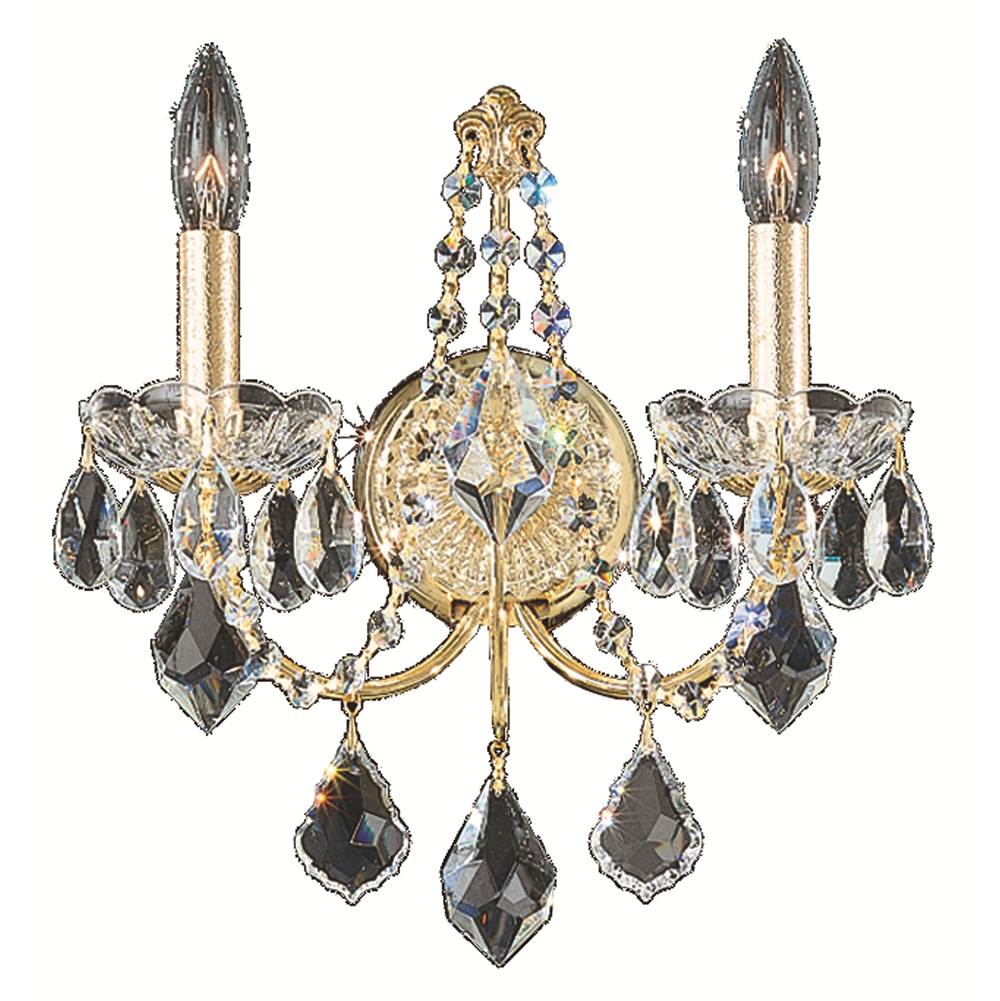 Schonbek Century 2 Light 110V Wall Sconce in Rich Auerelia Gold with Clear Heritage Crystal