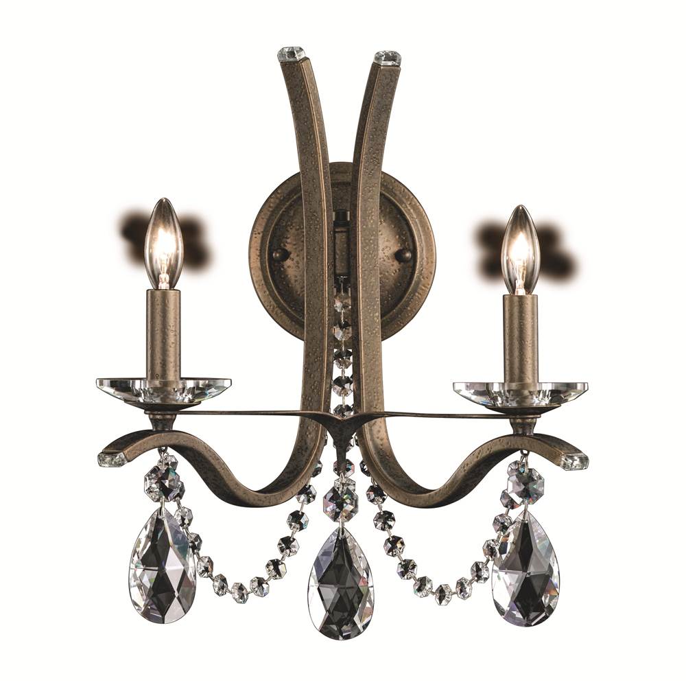 Kitchens and Baths by BriggsSchonbekVesca 2 Light 110V Wall Sconce in Etruscan Gold with Clear Heritage Crystal