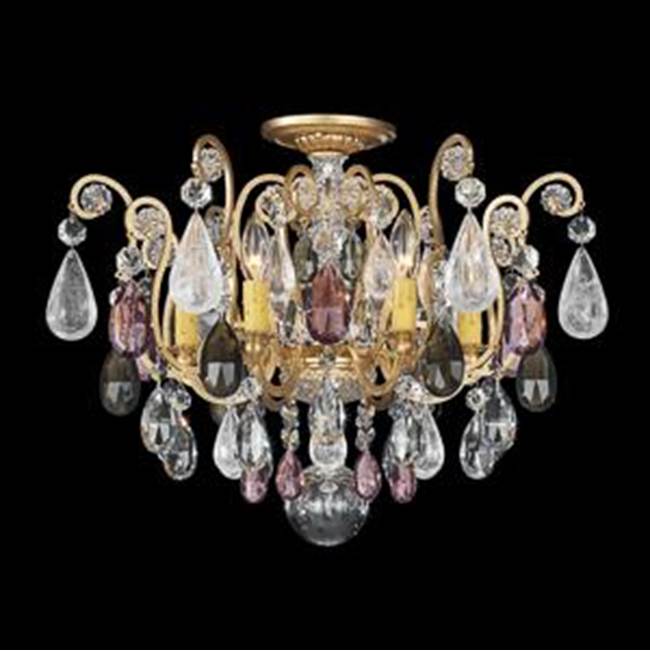 Schonbek Renaissance Rock Crystal 6 Light 110V Close to Ceiling in Black with Clear Rock Crystal