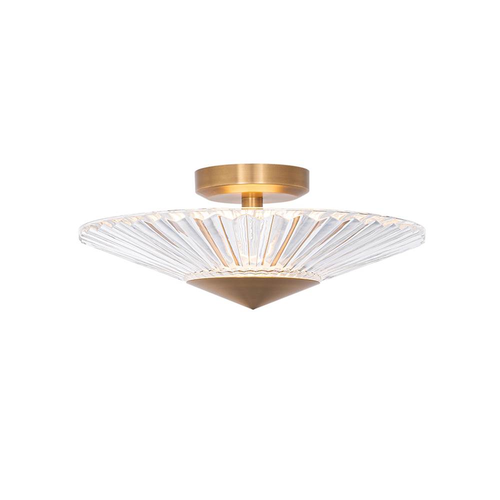 Schonbek ORIGAMI 16'' 110V Close to Ceiling in Aged Brass with Clear Heritage Crystal