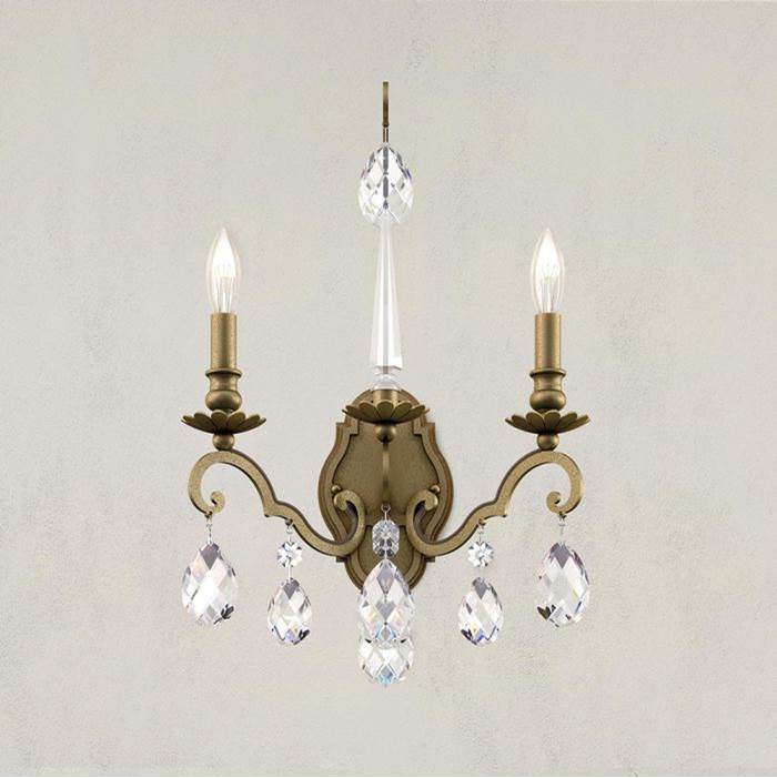 Schonbek Nouveau Renaissance 2 Light Wall Sconce in Etruscan Gold with Clear Heritage Crystal