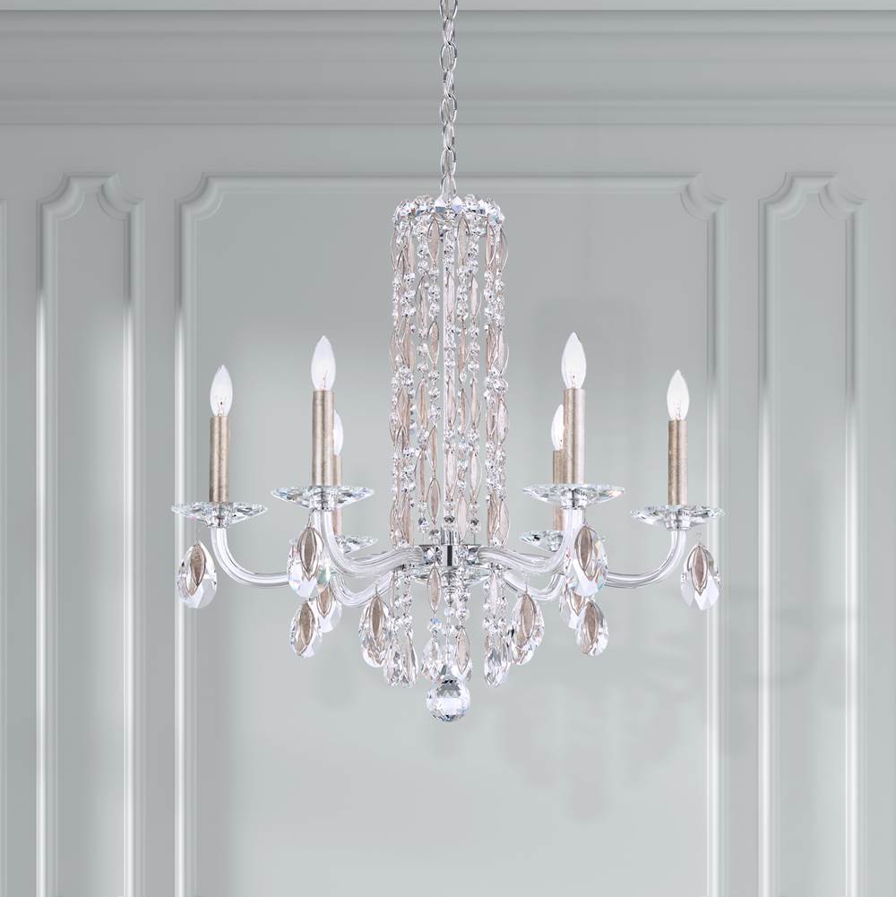 Schonbek Siena 6 Light 120V Chandelier (No Spikes) in White with Clear Radiance Crystal