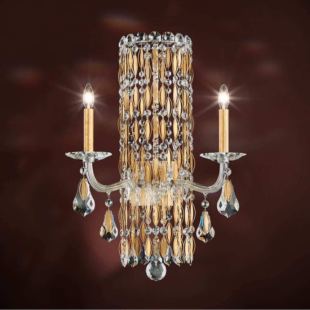 Schonbek Siena 2 Light 120V Wall Sconce in Antique Silver with Clear Radiance Crystal