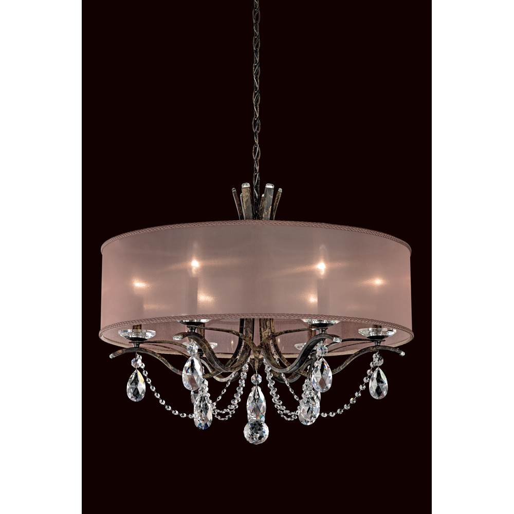 Schonbek Vesca 6 Light 120V Chandelier in White with Clear Radiance Crystal and White Shade